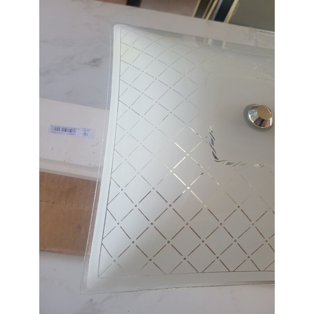 Vtg MCM Square Glass Diamond pattern Ceiling Light Cover Shade Fixture  12”x12 - Picture 12 of 13